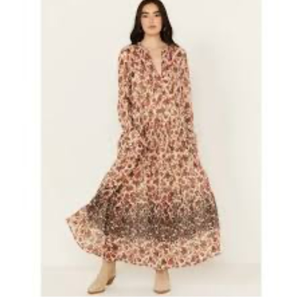 Free People See It Through Pleated Front Dress Maxi Tea Combo Lined Fall Sz S - Picture 12 of 12